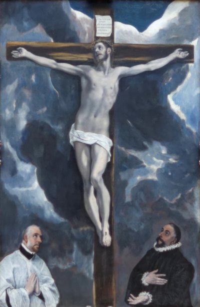 Christ on the Cross Adored by Two Donors by El Greco